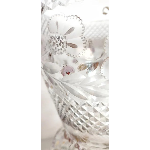 Glass Hand Painted Carved Glass Vase, France, 1960s For Sale - Image 7 of 13