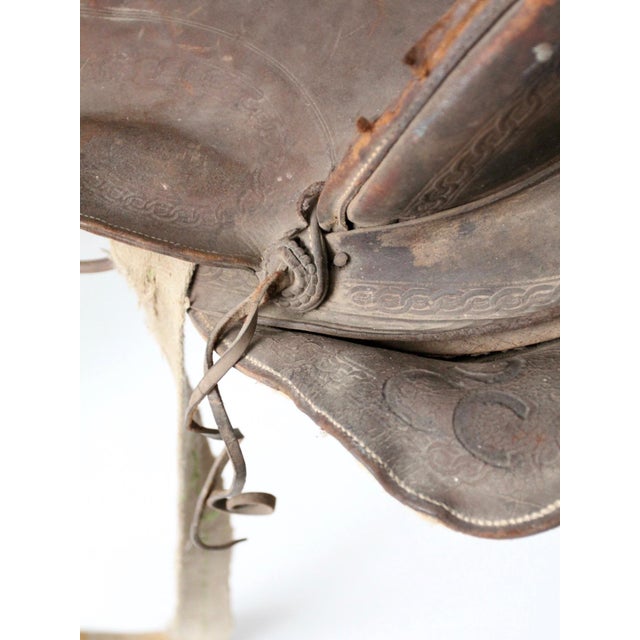Old Western Leather Saddle Decorative Ranch Decor For Sale - Image 13 of 15