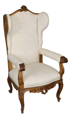 Rare French Carved Tall Back Bergere Throne Chair 1920s Era