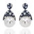 18k WHite gold earrings with 2 South Sea pearls measuring 13-14mm and 106 sapphires weighing 3.07 carats and 26 diamonds...
