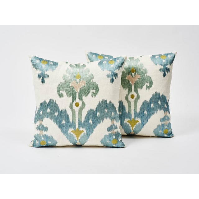 2020s Schumacher Double-Sided Raja Embroidery Silky Print Pillow For Sale - Image 5 of 8