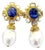 Bochic "Capri" Vintage Sapphire, Topaz & Pearl Earrings Set In 18K Gold & Silver, A Pair For Sale