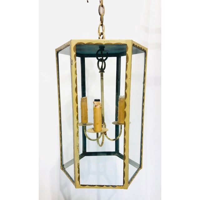 Early 20th Century French Hand Painted Hanging Glass Lantern Chandelier For Sale In Raleigh - Image 6 of 13