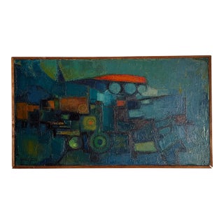 Ruben Garcia Jasso Mid Century Abstract Oil Painting For Sale