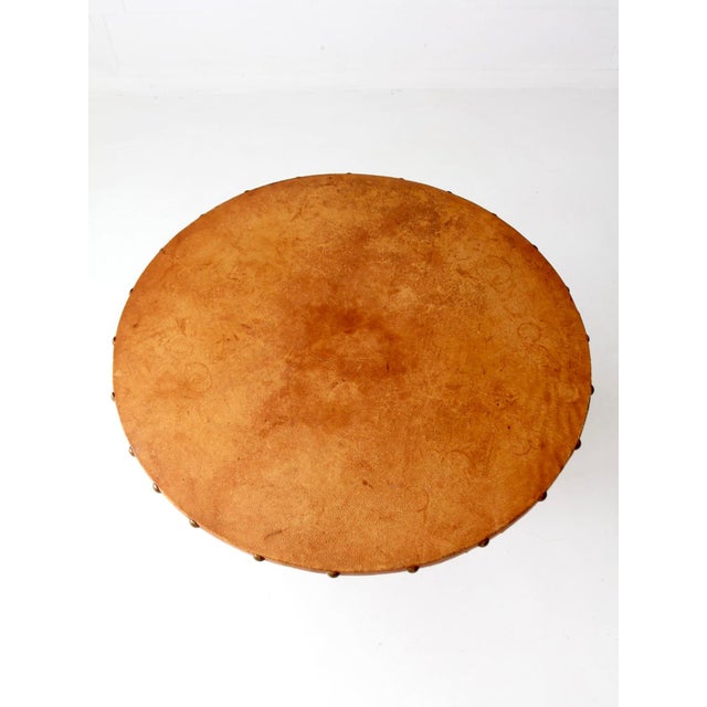 Mid 20th Century Mid-Century Leather and Iron Round Dining Table For Sale - Image 5 of 16