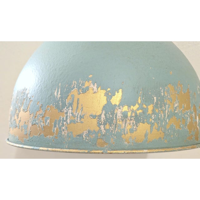 Vintage Distressed Rustic Farmhouse Metal Hanging Pendant Light For Sale - Image 4 of 9