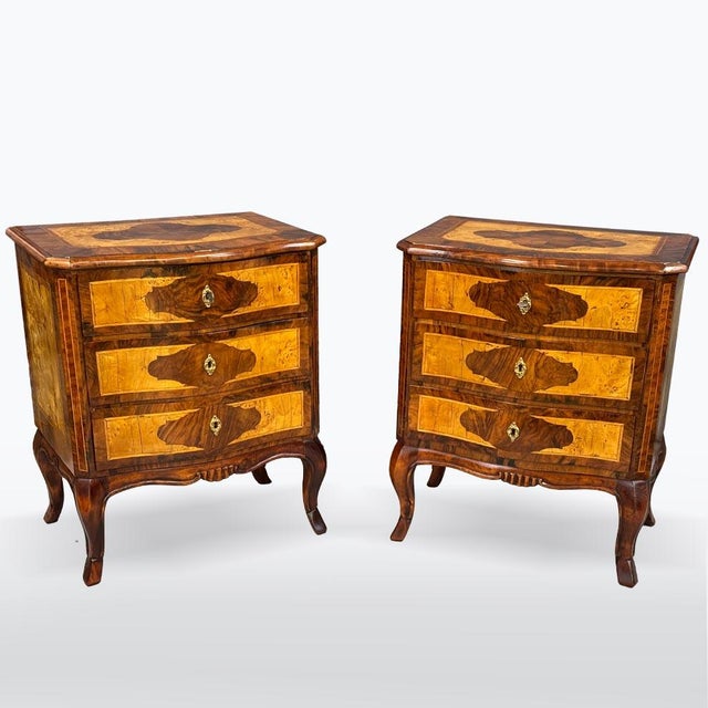 Antique Neo-Baroque Bedside Tables with Inlays, 1910s, Set of 2 For Sale - Image 9 of 9