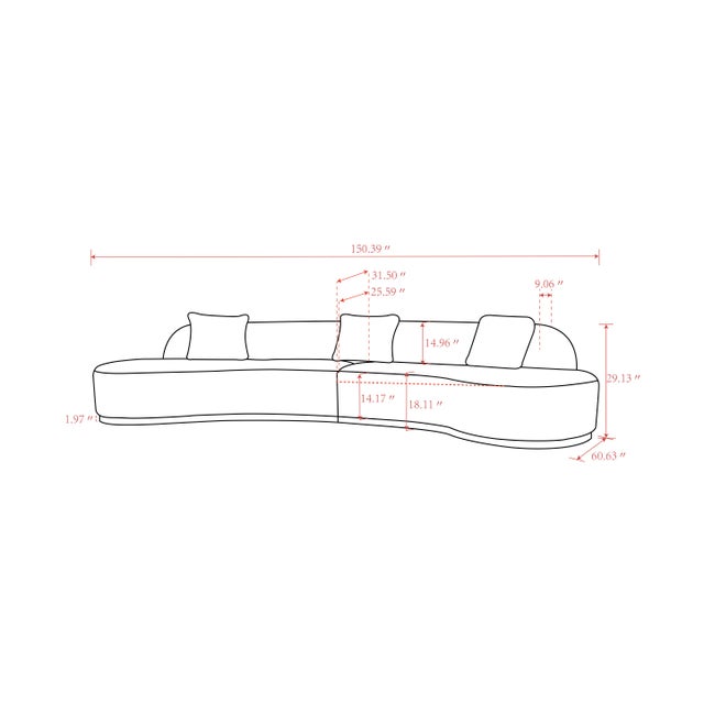 Simona Curved Sofa, With 3 Pillows, Ivory For Sale - Image 4 of 4