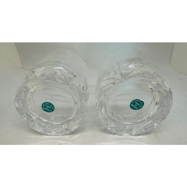 1980s Tiffany Rock Cut Crystal Double Old Fashioned Glasses Set of 2 w/box For Sale In Tampa - Image 6 of 7