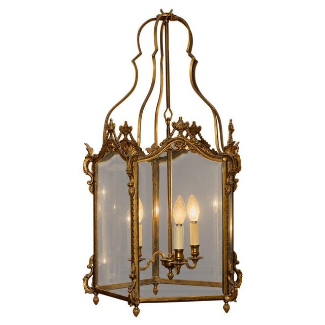 Louis XV Style Hexagonal Gilt Bronze Hall Lantern, 1800 For Sale - Image 11 of 11