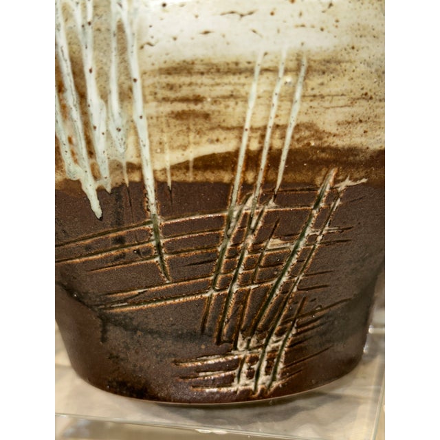 Artisan White & Brown Porcelain Vase For Sale In Chicago - Image 6 of 10