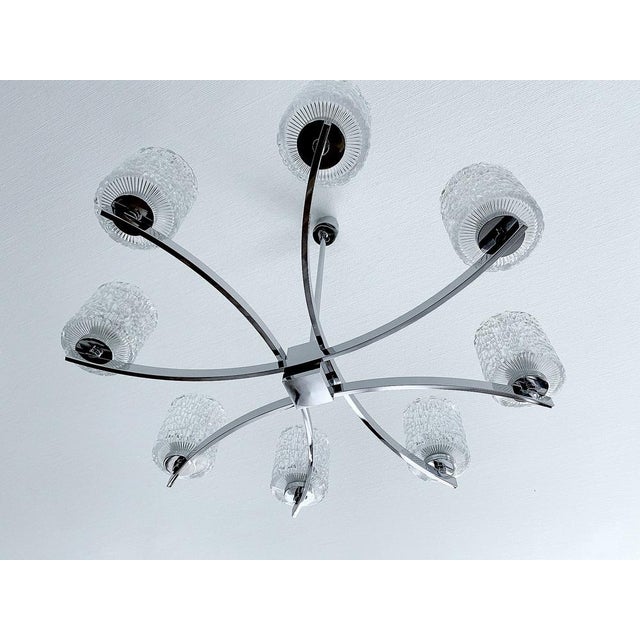 Large Glass and Chrome Pendant Light from Kaiser-Leuchten, 1970s For Sale - Image 9 of 17