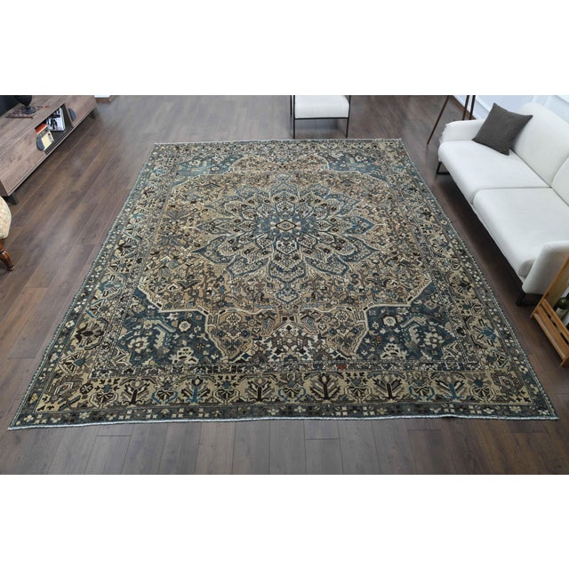 Persian 1970s Vintage Persian Handmade Wool Cotton Light Brown Area Rug For Sale - Image 3 of 11