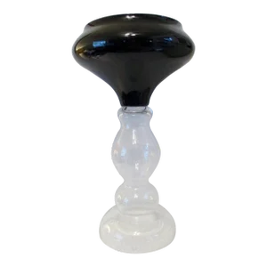 Italian Pedestal Vase Clear Base Black Bowl