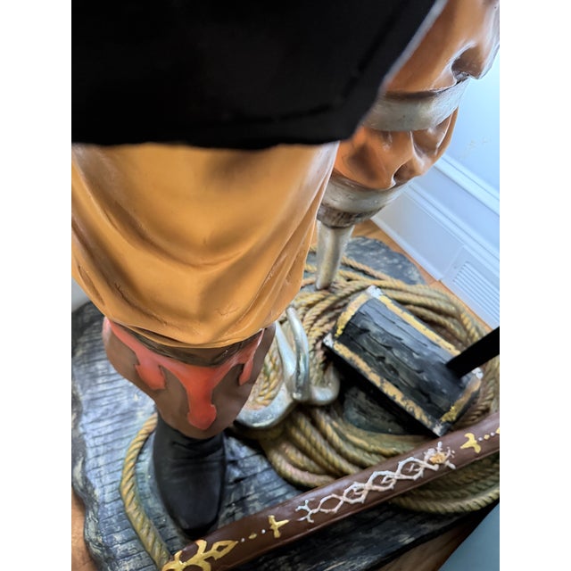 Plastic Contemporary Rare Handpainted Captain Hook Life Size Pirate Statue For Sale - Image 7 of 11