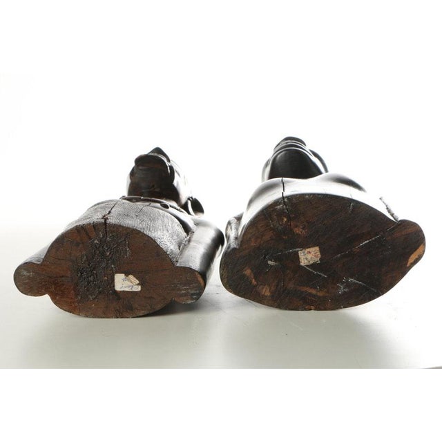 1930s 1930s African Carved Wood Busts of Male and Female - a Pair For Sale - Image 5 of 6