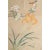 Lovely vintage Japanese silk scroll mounted on paper depicts Long-tailed Rosefinch on the branch of Camellias and Lilies....
