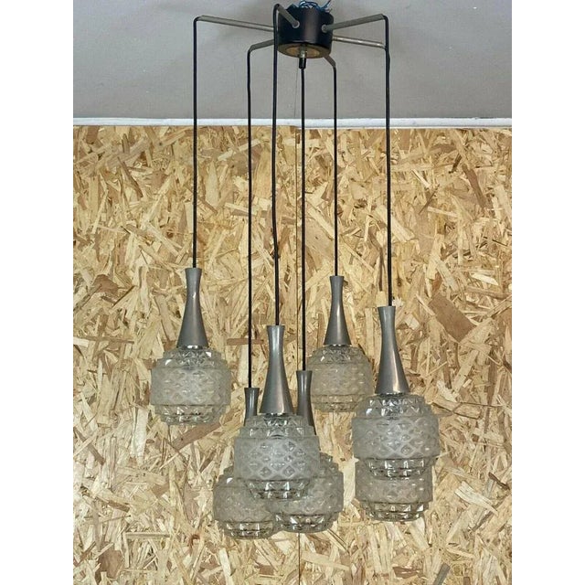 Mid-Century Space Age Cascading Pendant Lamp in Glass, 1970s For Sale - Image 6 of 13