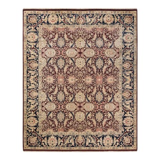 Vintage Moroccan Hand Knotted Wool Area Rug, Burgundy - 8'1" X 9'10" For Sale