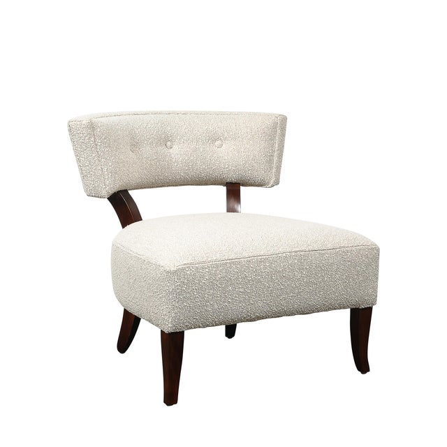 Pair of Mid-Century Curved Slipper Chairs W/ Bouclé Upholstery by Billy Haines For Sale - Image 12 of 13