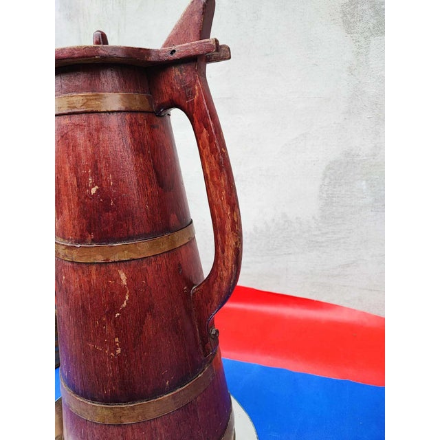 Pre-war wooden jug, dimensions; height 55 cm, diameter 24 cm, width 32 cm.