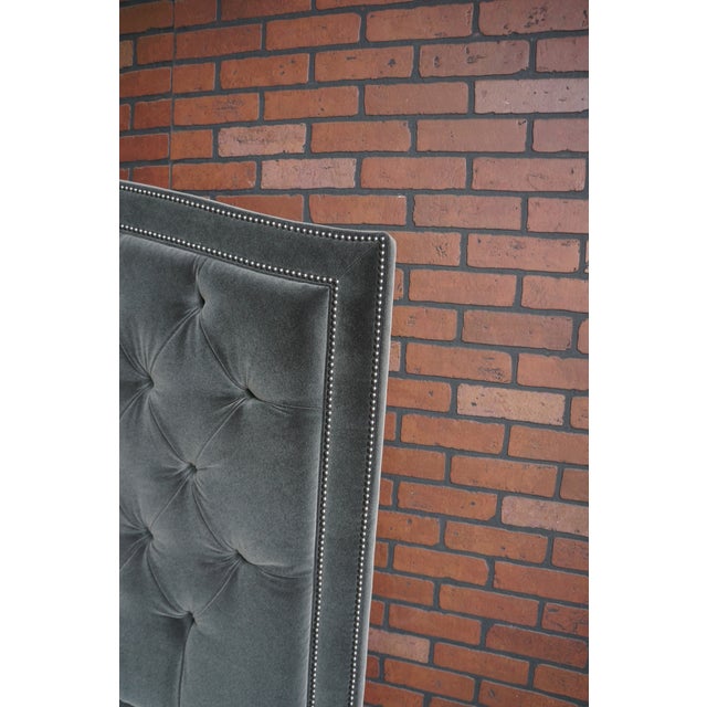Wood Ethan Allen Upholstered Tufted Headboard Platform King Bed For Sale - Image 7 of 9