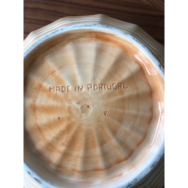 Vintage Portuguese Ceramic Basket Weave Serving Bowl For Sale In Houston - Image 6 of 7