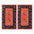 1920s Pairs Orange Field Orange Antique Chinese Peking Knotted Wool Small Rugs For Sale