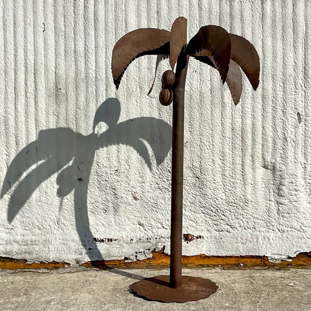 Vintage Monumental Patinated Metal Palm Tree For Sale In West Palm - Image 6 of 8