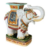 Vintage Glazed Terracotta Elephant Garden Seat or Side Table For Sale