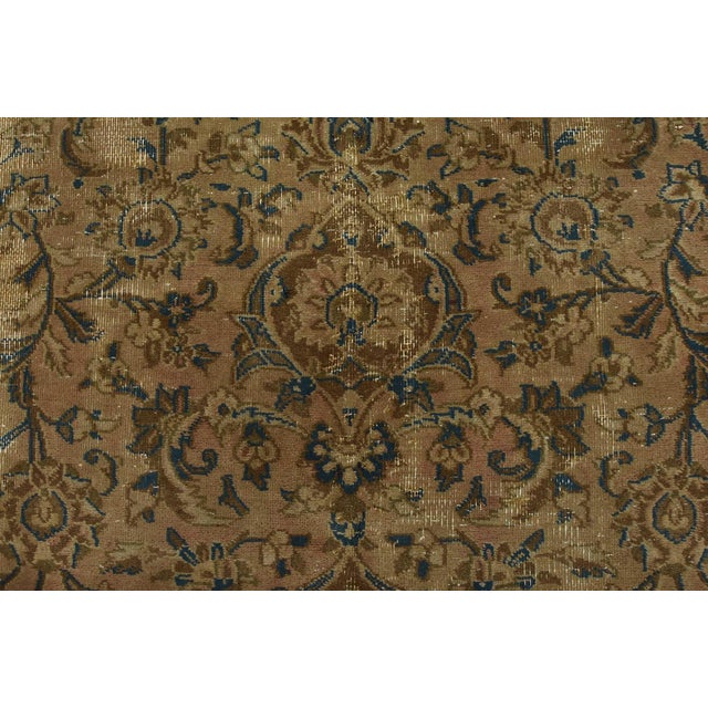 Kashan Rug 9’8” X 12’1” Brown Wool Vintage Distressed Hand-Knotted Carpet For Sale - Image 9 of 14