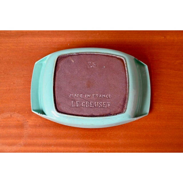 Aqua Almond Green Cast Iron Dish by Raymond Loewy for Le Creuset, 1950s For Sale - Image 8 of 10