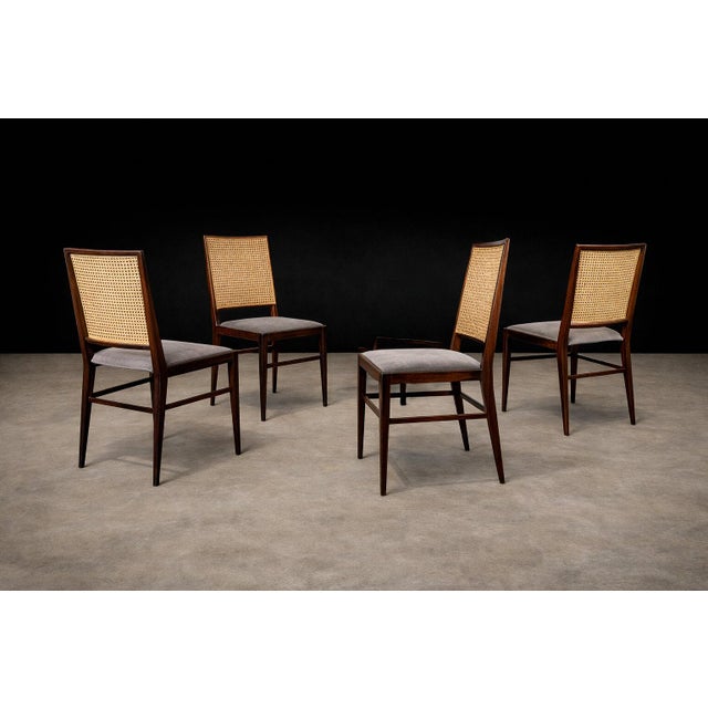 Mid-Century Modern Brazilian Modern Set of Four Rosewood & Cane Dining Chairs by Celina, Brazil, 1960s - Lot 564B For Sale - Image 3 of 16