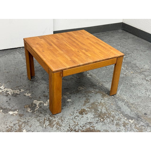 Brown Modernist Butcher-Block Oak Side Table, Vintage For Sale - Image 8 of 12