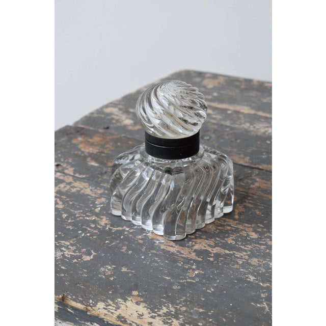 Vintage Swirling Cast Glass + Metal Inkwell, Circa Late 19th - Early 20th Century For Sale - Image 12 of 13
