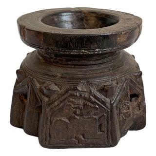 Vintage India Old Wood Seed Sorter Bowl For Sale