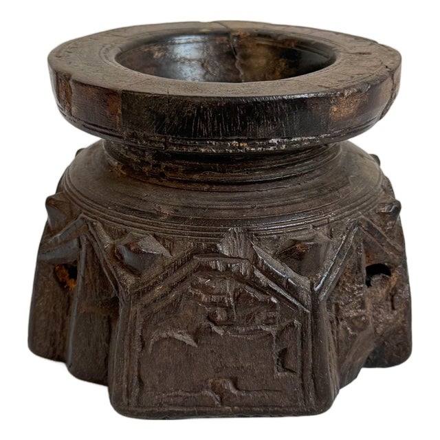 Vintage India Old Wood Seed Sorter Bowl For Sale