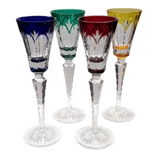 Late 20th Century Faberge Crystal Palais Royal Cordial Glasses, Set of 4 With Box For Sale