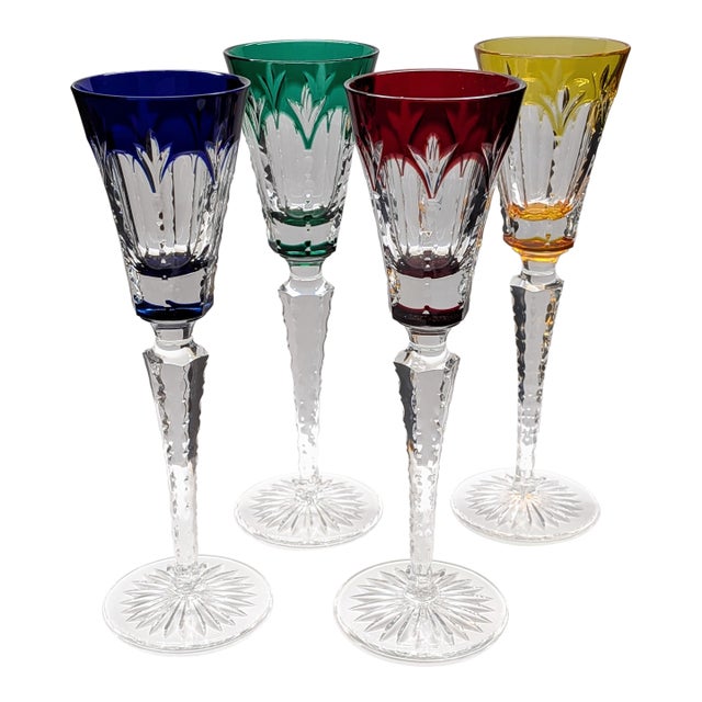 Late 20th Century Faberge Crystal Palais Royal Cordial Glasses, Set of 4 With Box For Sale
