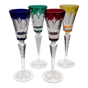 Late 20th Century Faberge Crystal Palais Royal Cordial Glasses, Set of 4 With Box