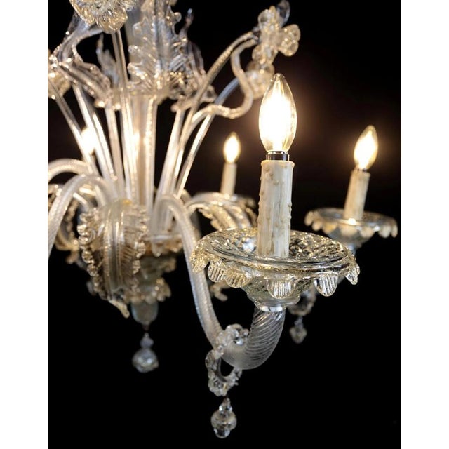 Beautiful venetian murano chandelier with floral decoration. Detailed leaves and flowers. The chandelier has new wiring...