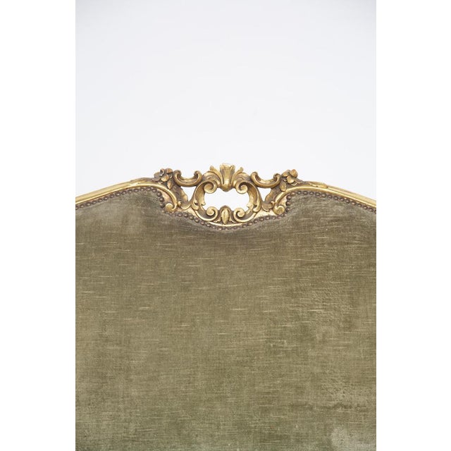 Vintage Italian Gilded Woold and Velvet Sofa For Sale - Image 12 of 14