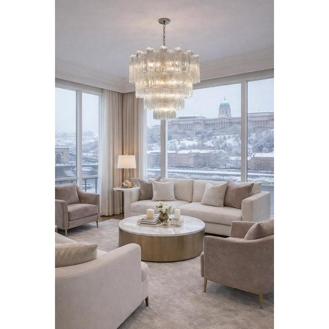 Italian Chandelier in Transparent Murano Glass, 1990 For Sale - Image 12 of 18
