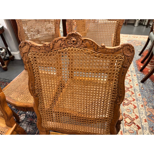 French 18th Century Antique French Louis XVI Style Walnut Cane Chairs For Sale - Image 3 of 4