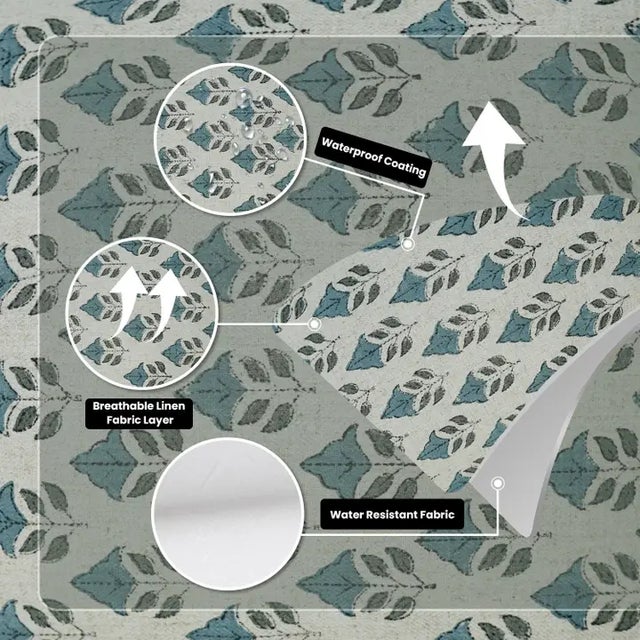 Boho Block Print Water Replicant Cushion Cover 18x18 Inch Cotton Linen- Mayur For Sale - Image 4 of 6