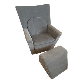 1990s Modern Comfortable Chair & Ottoman For Sale