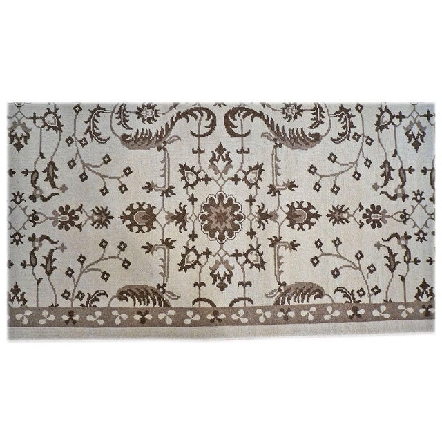 Afghan Wool Sultanabad Masters 6X10 Ivory and Brown Area Handmade Area Rug #1143397 For Sale - Image 4 of 5