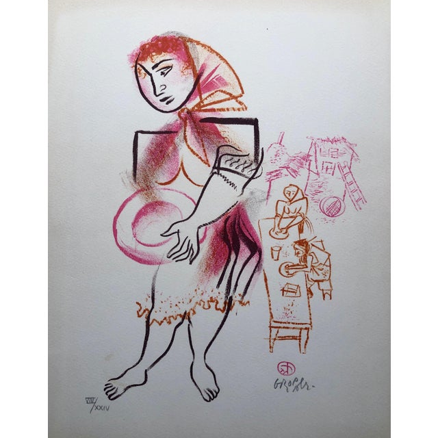 William Gropper, Women, Dishes, Shtetl Americana Judaica Lithograph WPA Social Realist Artist For Sale