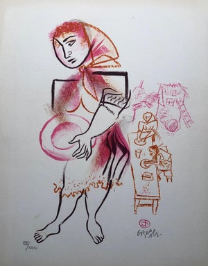 William Gropper, Women, Dishes, Shtetl Americana Judaica Lithograph WPA Social Realist Artist