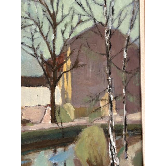 1940s Ingvar Björk, Landscape with Trees & Buildings, 1948, Oil on Canvas, Framed For Sale - Image 5 of 18